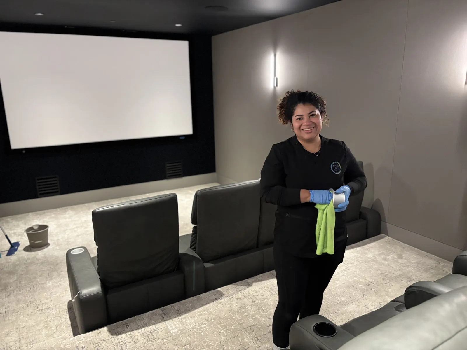 Fresh Start crew member finishing a bright Nashville living room before holiday guests arrive