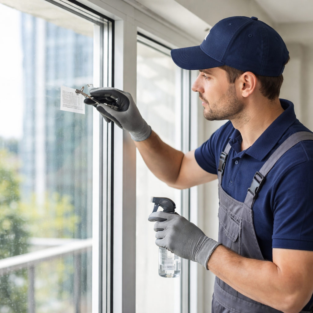 A skilled technician in a clean, modern apartment 